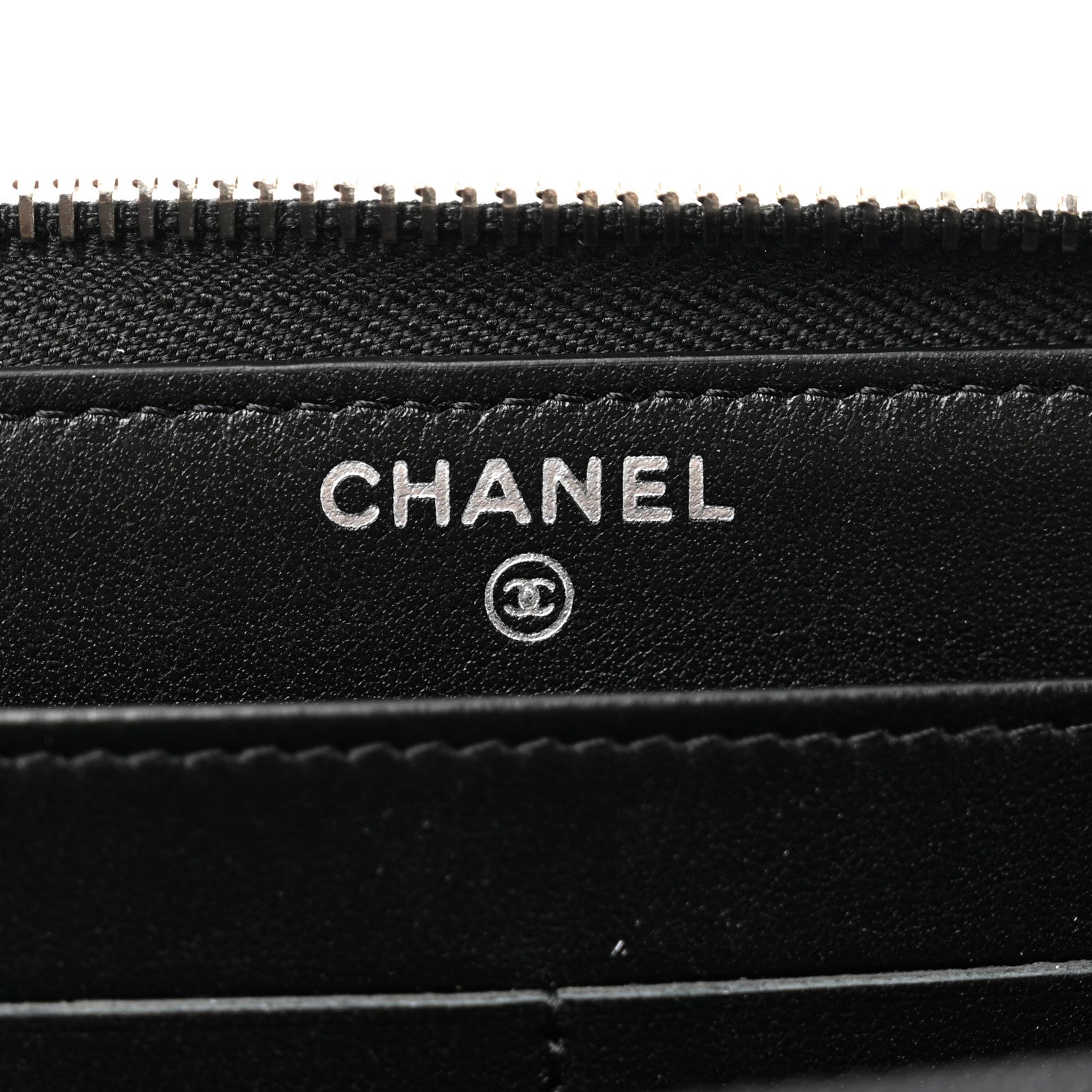 Chanel Iridescent Lambskin Camellia Embossed Large Zip Around Gusset Wallet Black 6 of 9