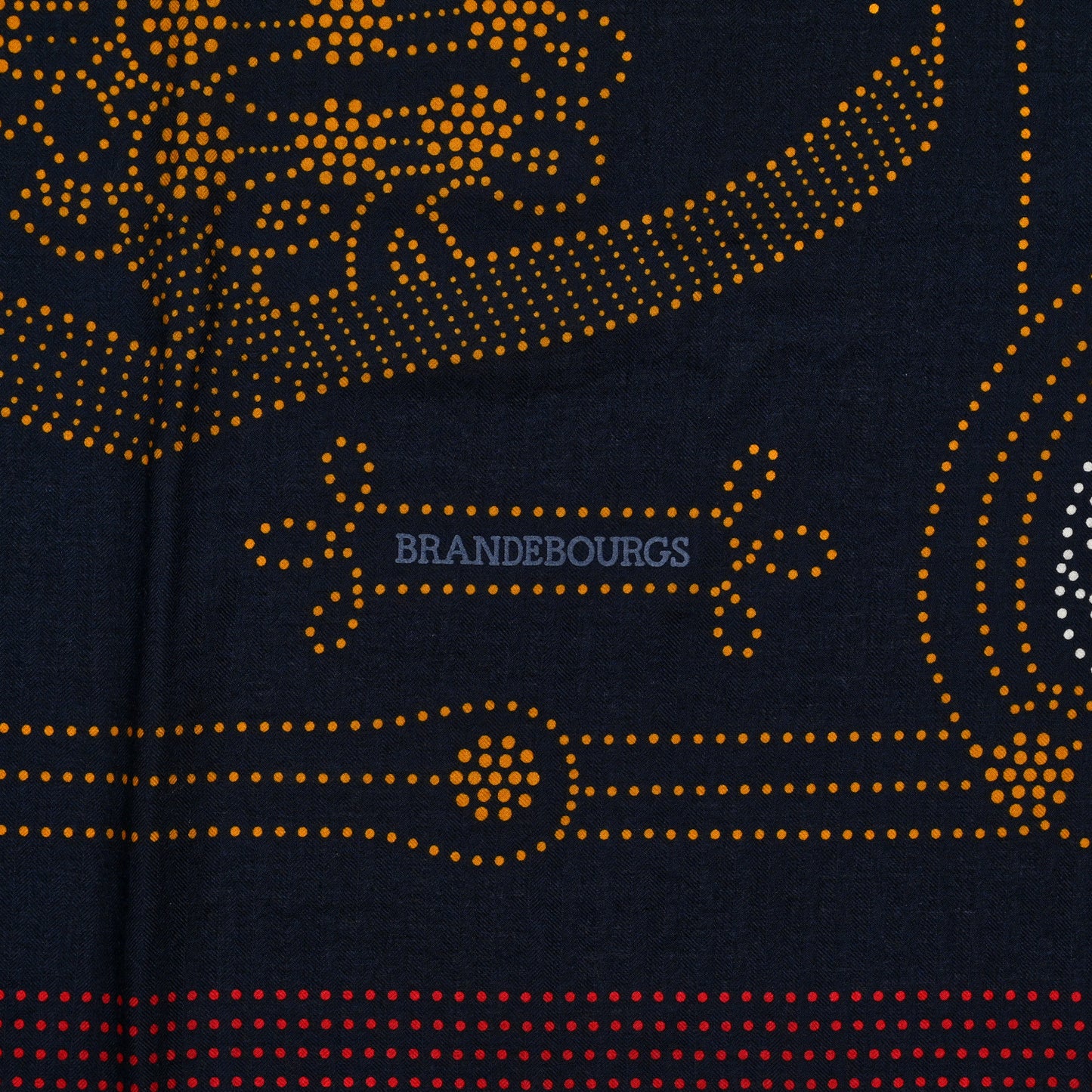 Cashmere Silk Brandebourgs Points Shawl 140 Bleu Black Gold Rouge