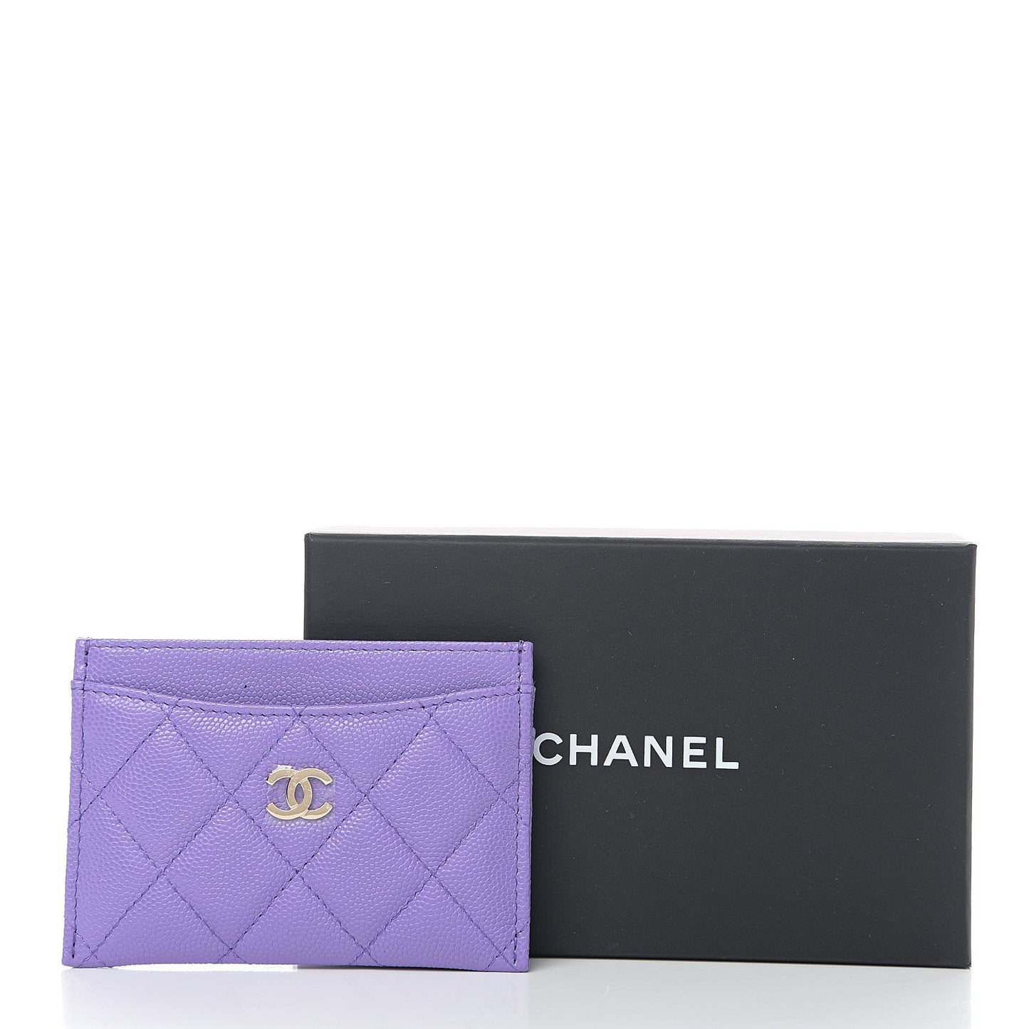 Caviar Quilted Card Holder Purple