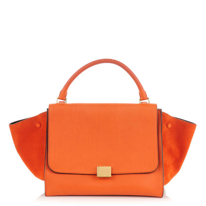Celine Drummed Calfskin Medium Trapeze Orange 1 of 7