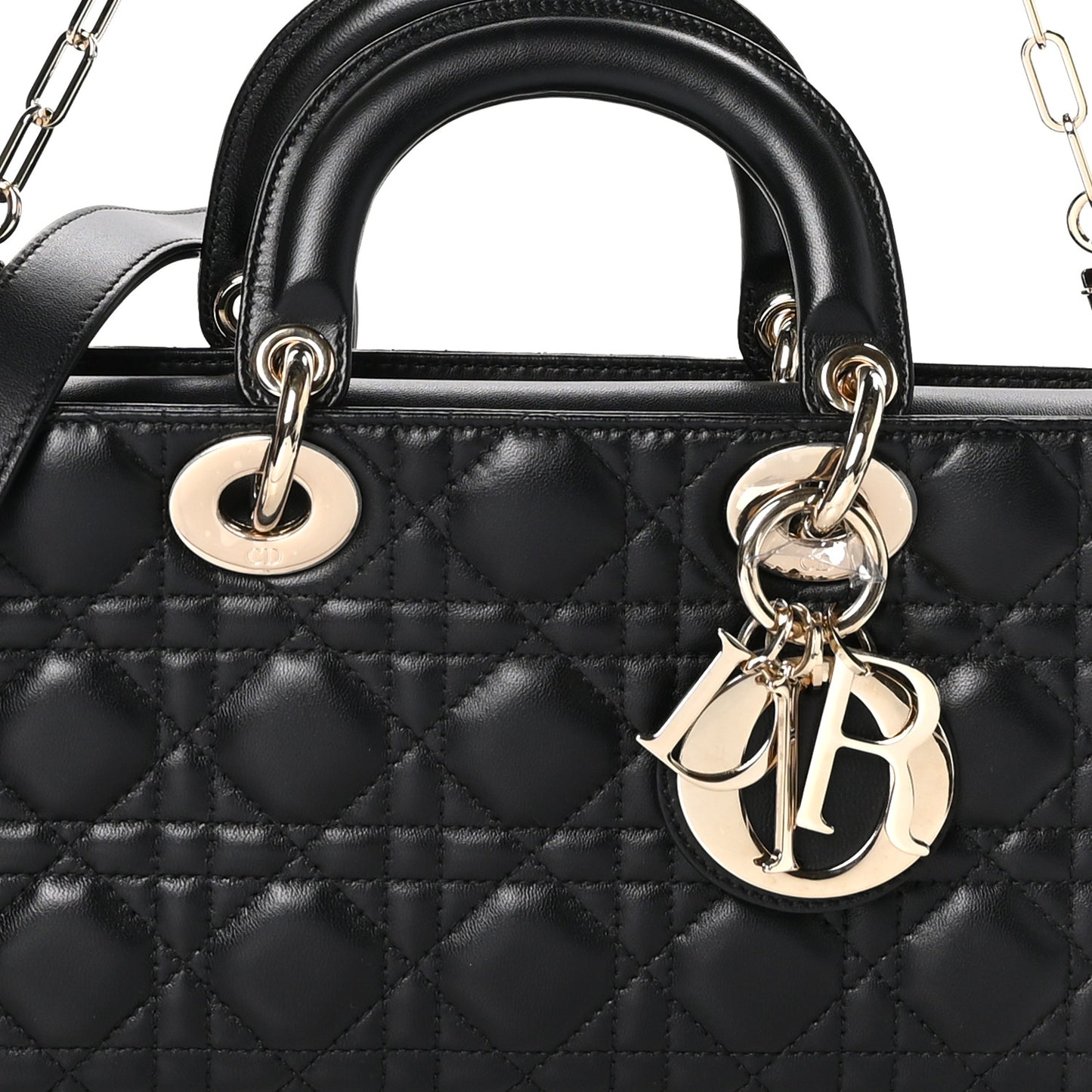 Lambskin Cannage Medium Lady D-Joy Black