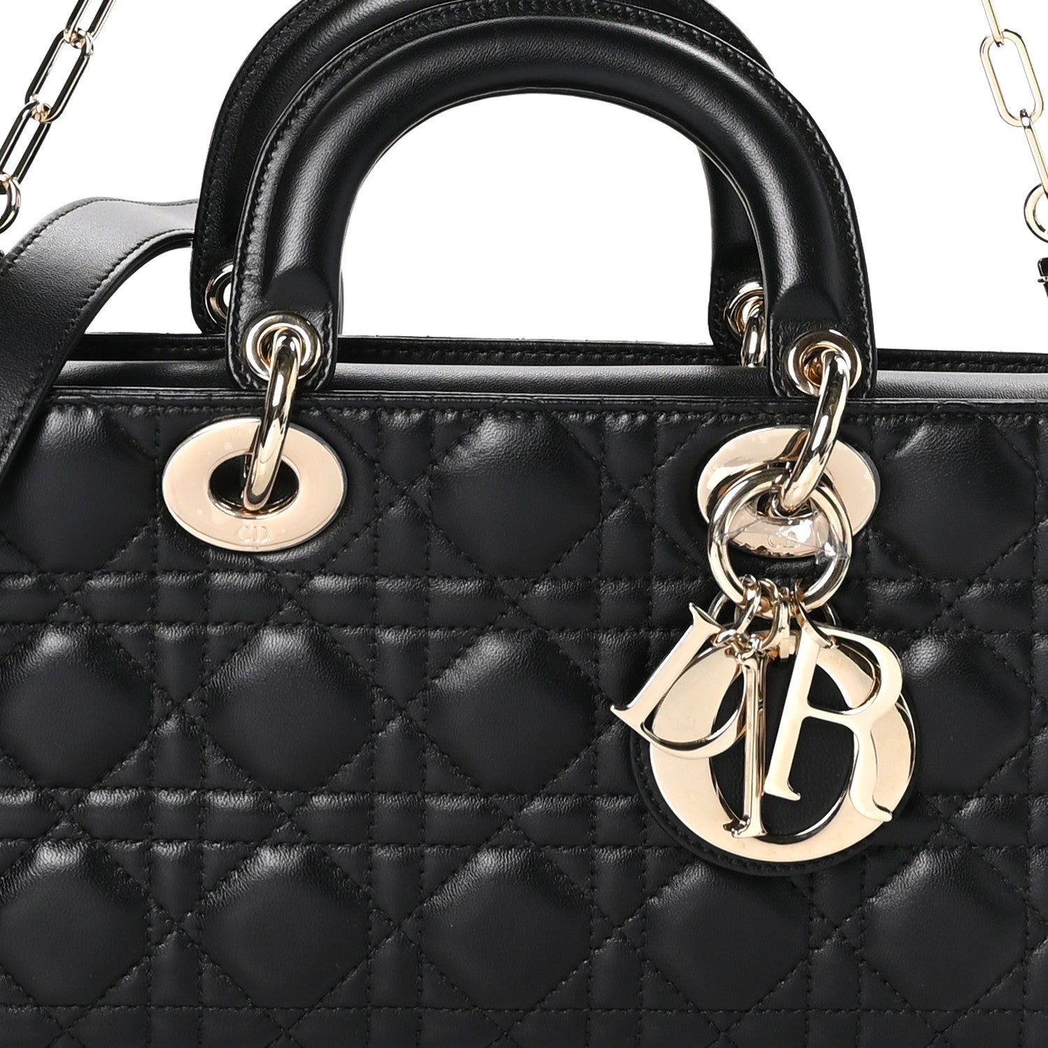 Christian Dior Lambskin Cannage Medium Lady D-Joy Black 7 of 9