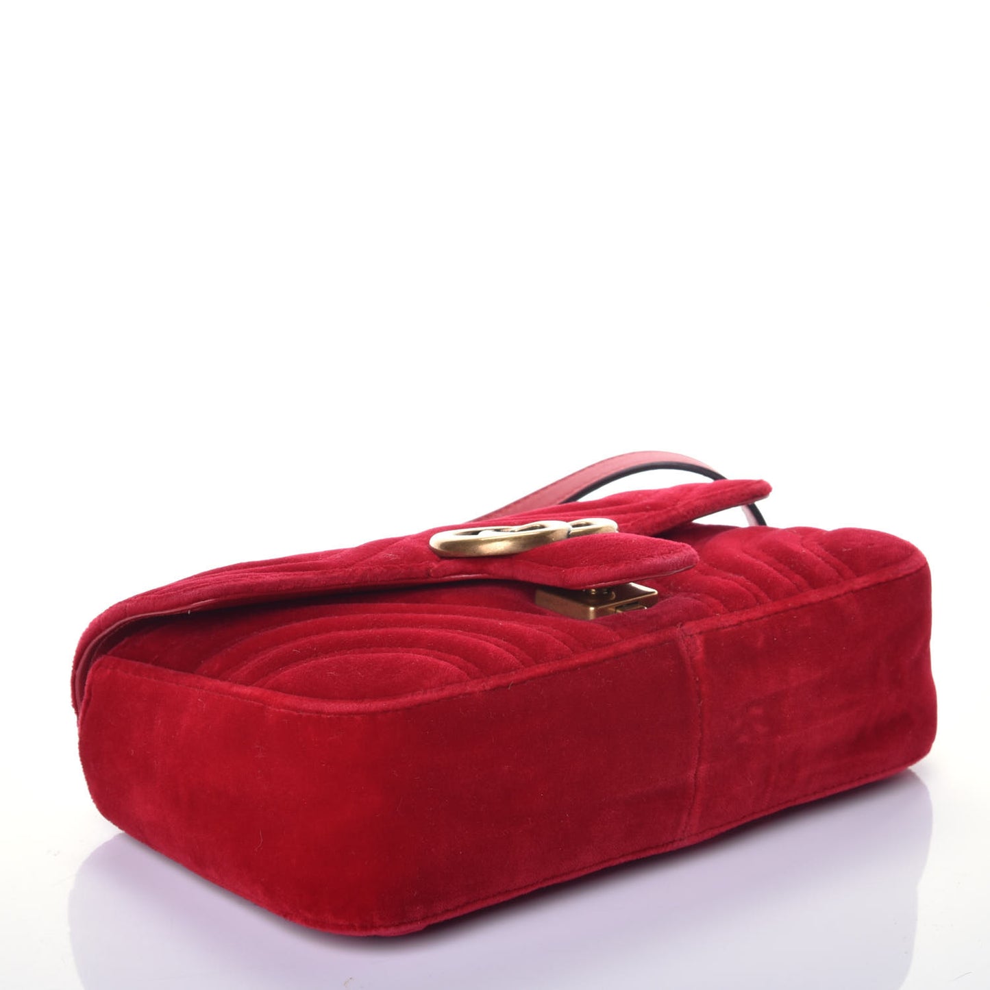 Velvet Matelasse Mini GG Marmont Shoulder Bag Hibiscus Red
