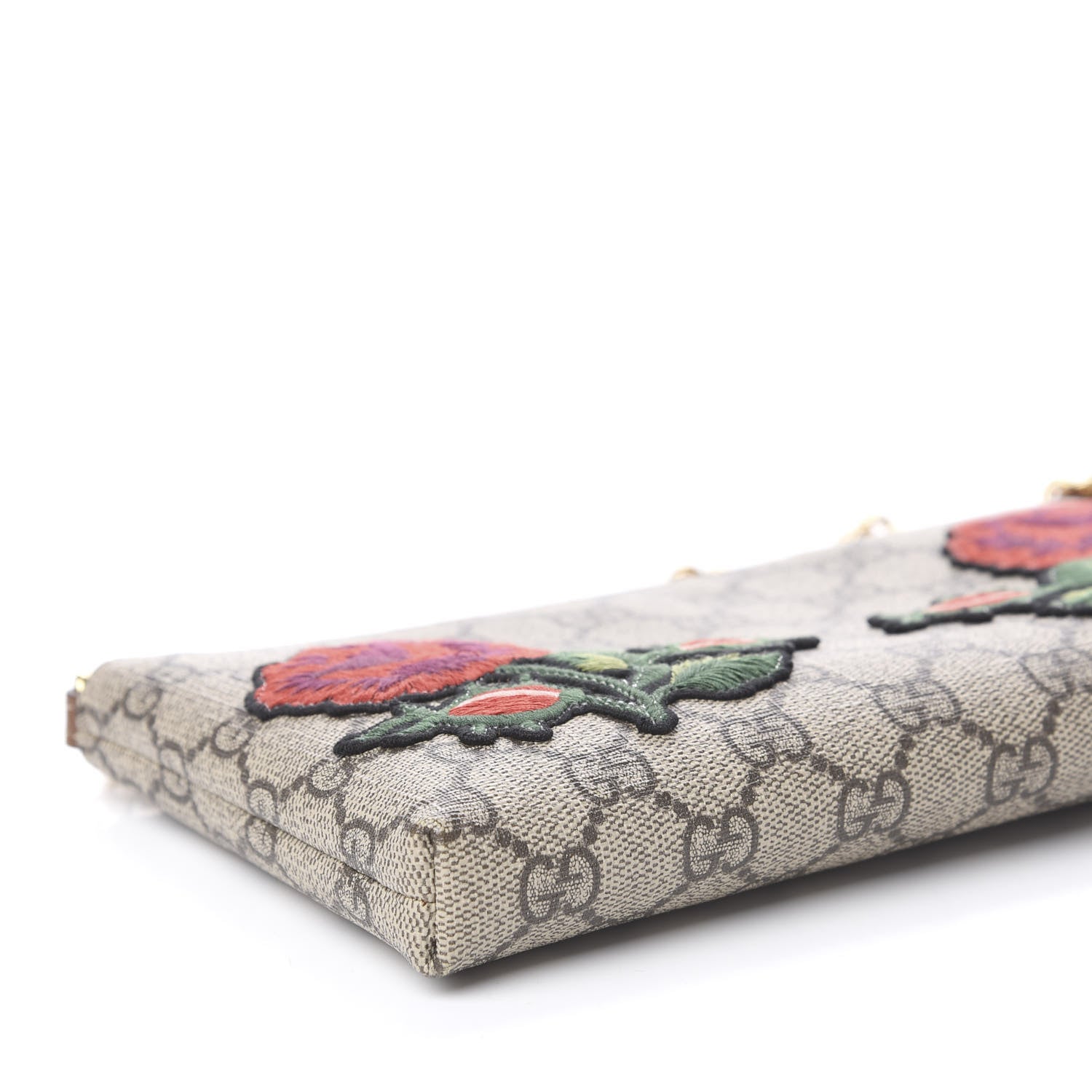 Gucci GG Supreme Monogram Embroidered Roses Chain Wrist Wallet 9 of 12