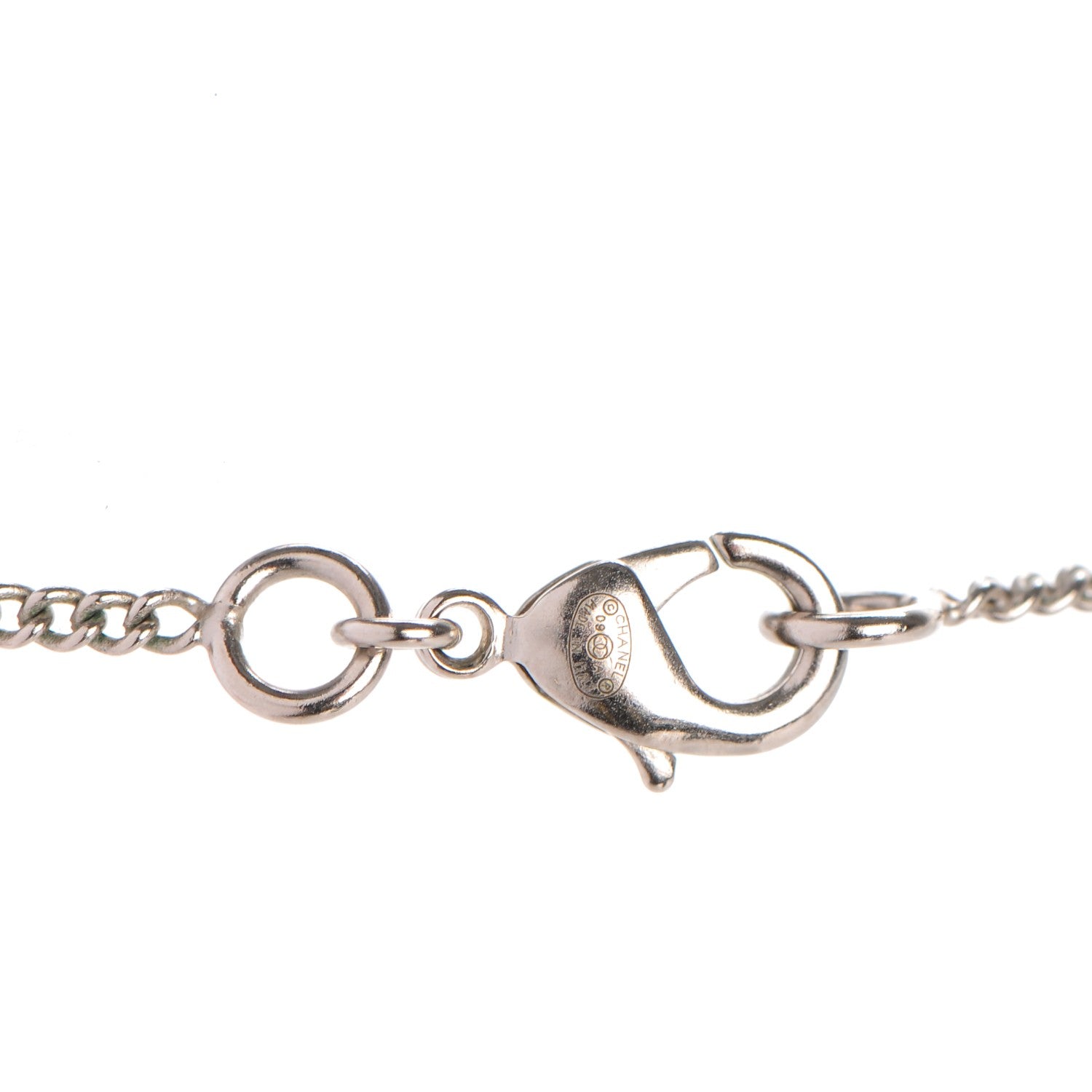 Chanel Baguette Crystal Glitter Large CC Necklace Silver 5 of 5