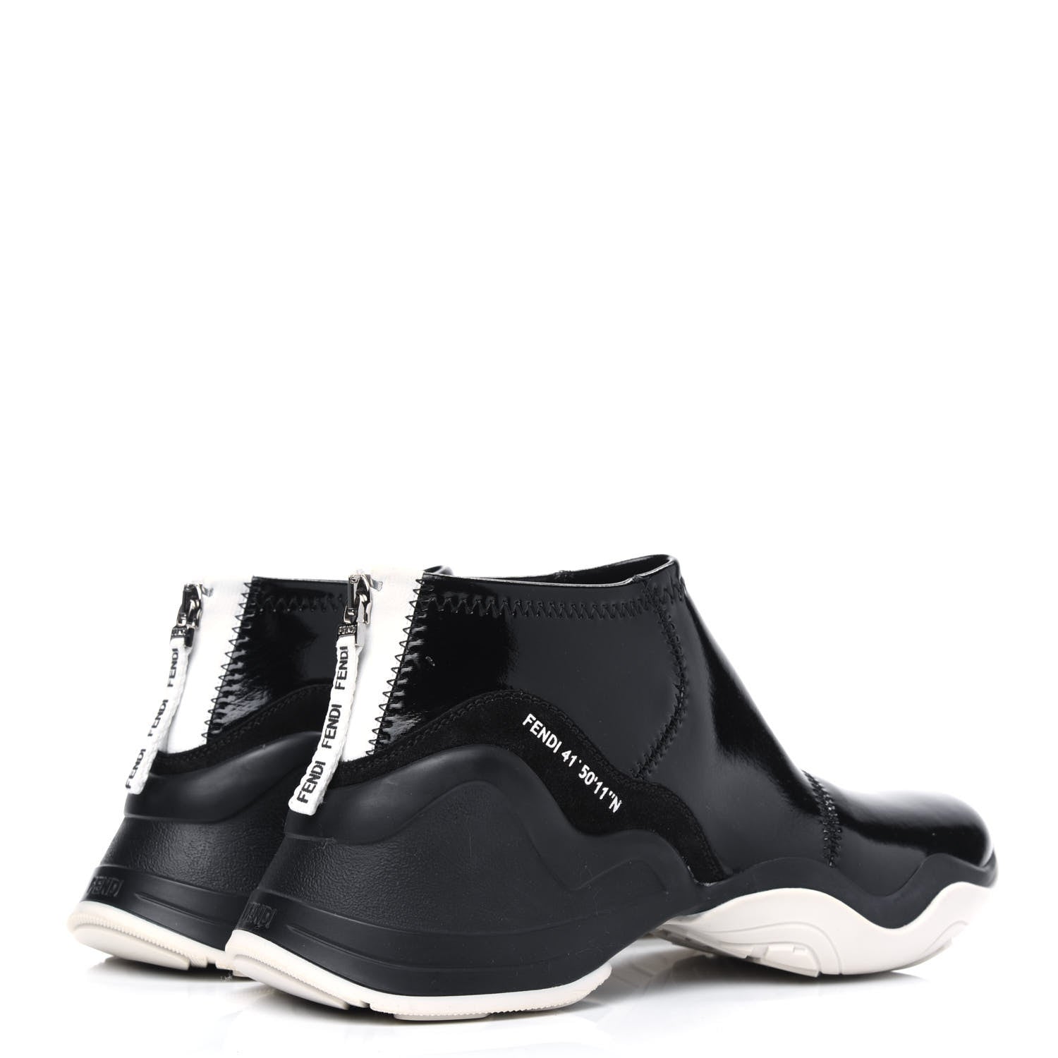 Fendi Vernice High-Tech Womens FFluid Zip Up Sneakers 40 Black White 4 of 15