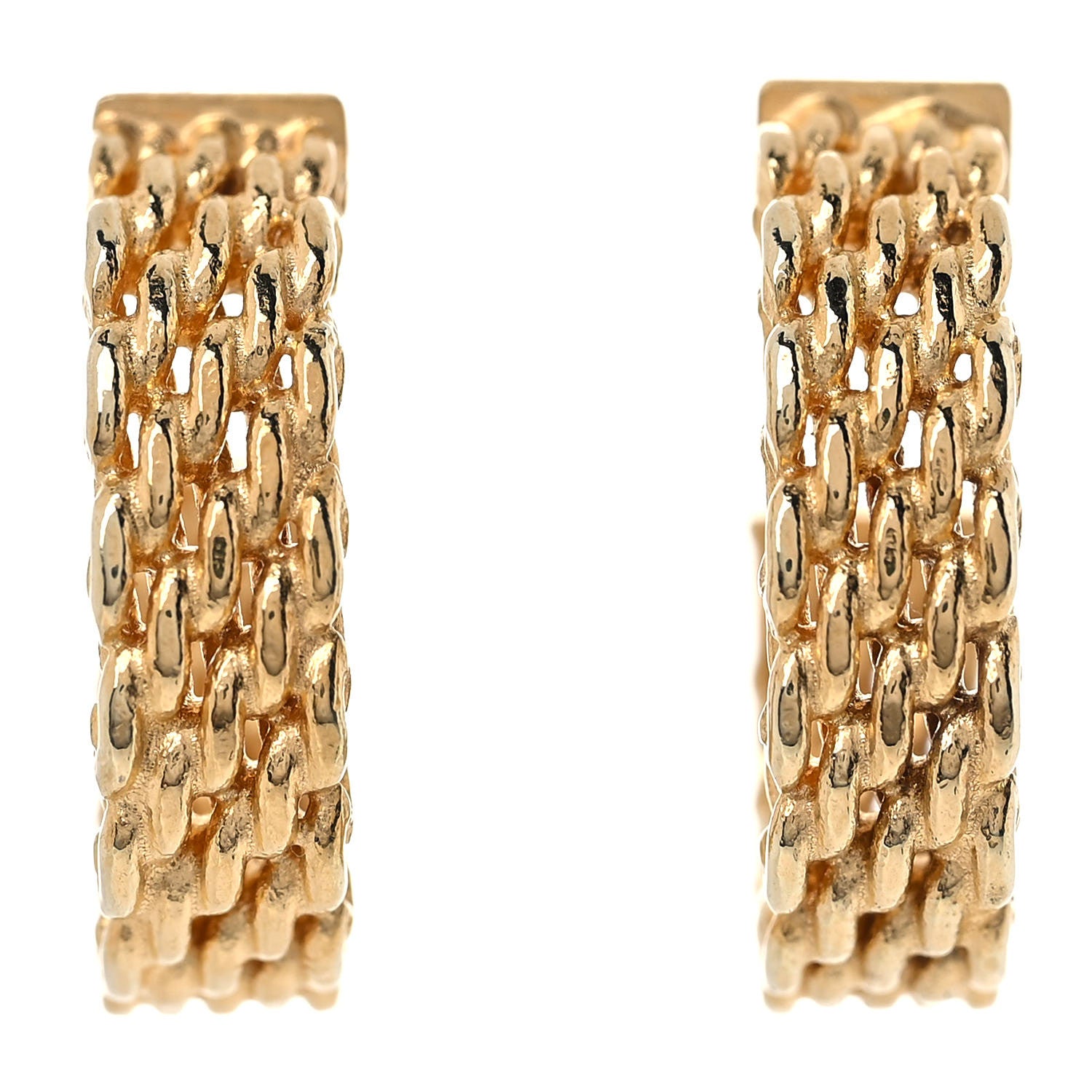Tiffany 18K Yellow Gold Small Somerset Mesh Hoop Earrings 3 of 5