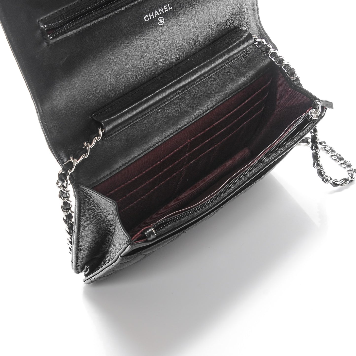 Lambskin Quilted Wallet On Chain WOC Black
