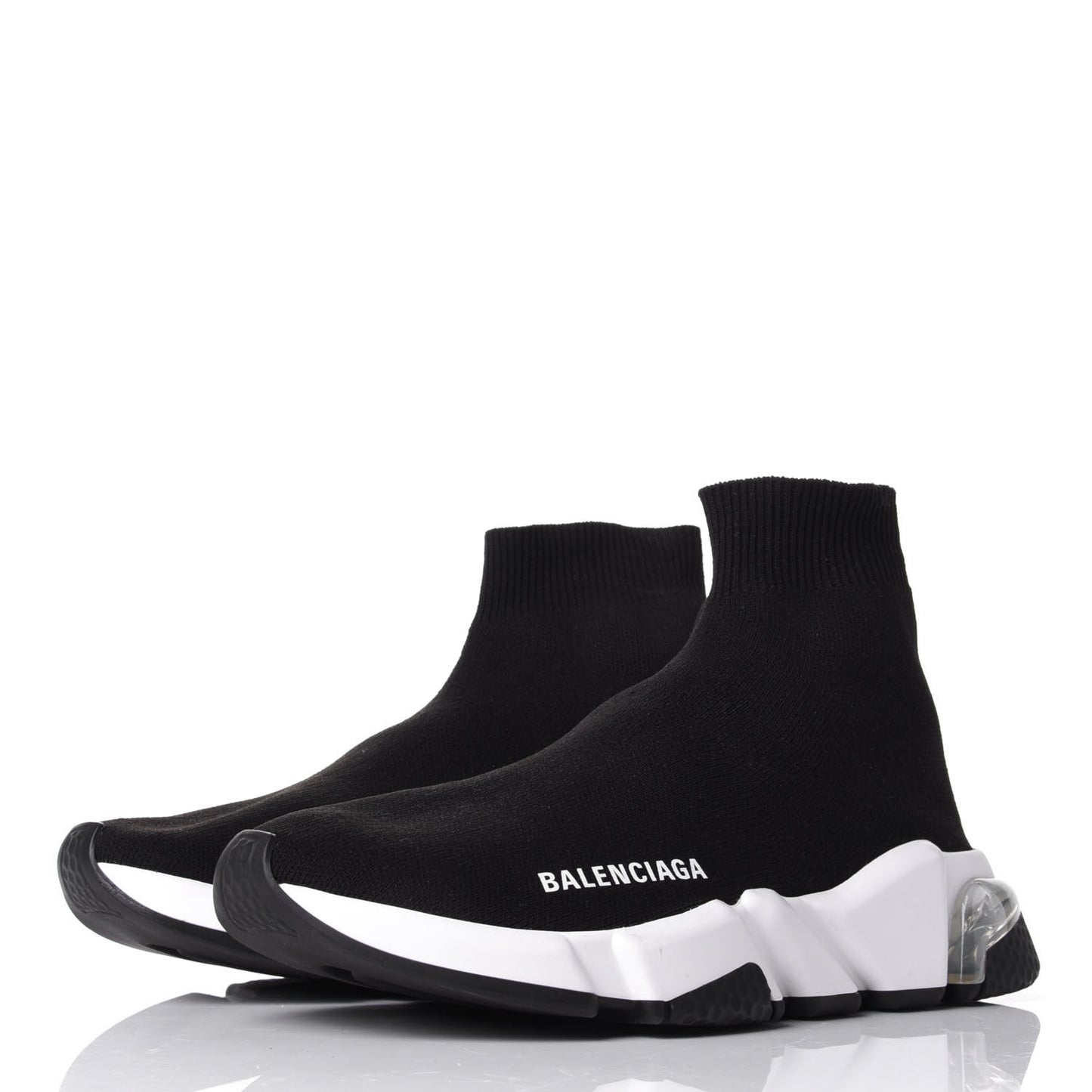 Neoprene Knit Womens Speed Clear Sole Sneakers 36 Black White