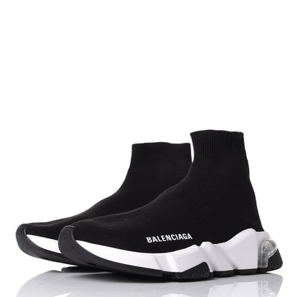 Balenciaga Neoprene Knit Womens Speed Clear Sole Sneakers 36 Black White 3 of 10