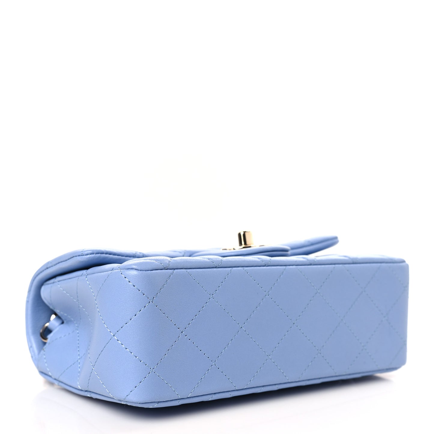 Lambskin Quilted Mini Rectangular Flap Light Blue