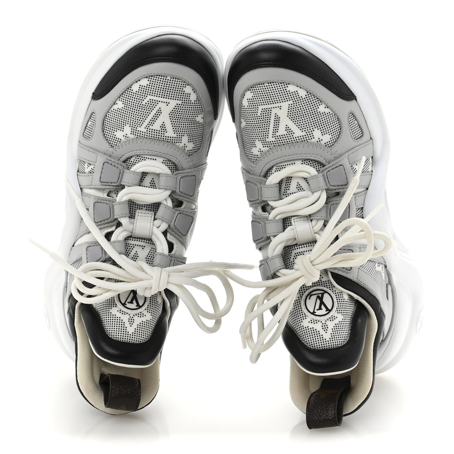 Calfskin Nylon Mahina Flight Mode LV Archlight Sneakers 36 Grey