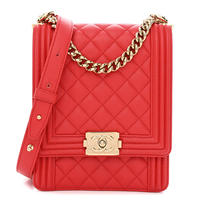 Chanel Caviar Quilted North South Boy Flap Red 1 of 12