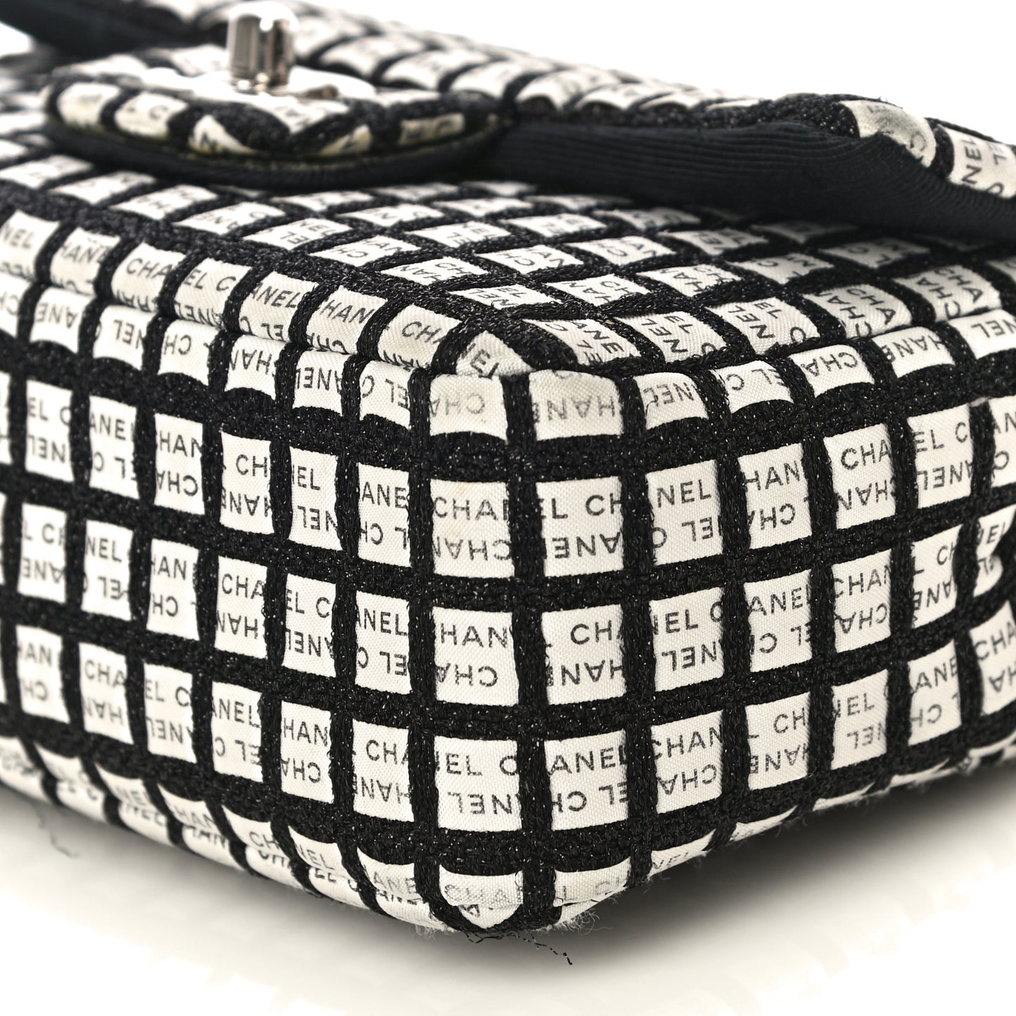 Ribbon Tweed Small Single Flap Black White