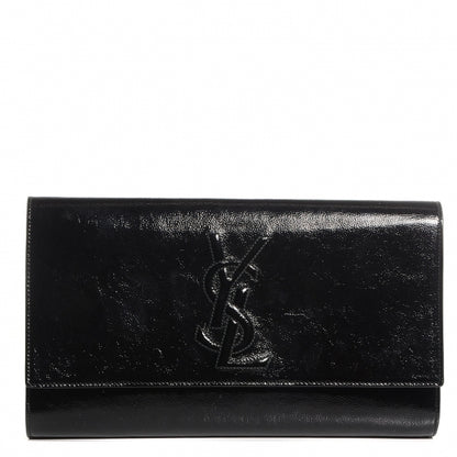Saint Laurent Textured Patent Monogram Large Belle De Jour Clutch Black 1 of 7