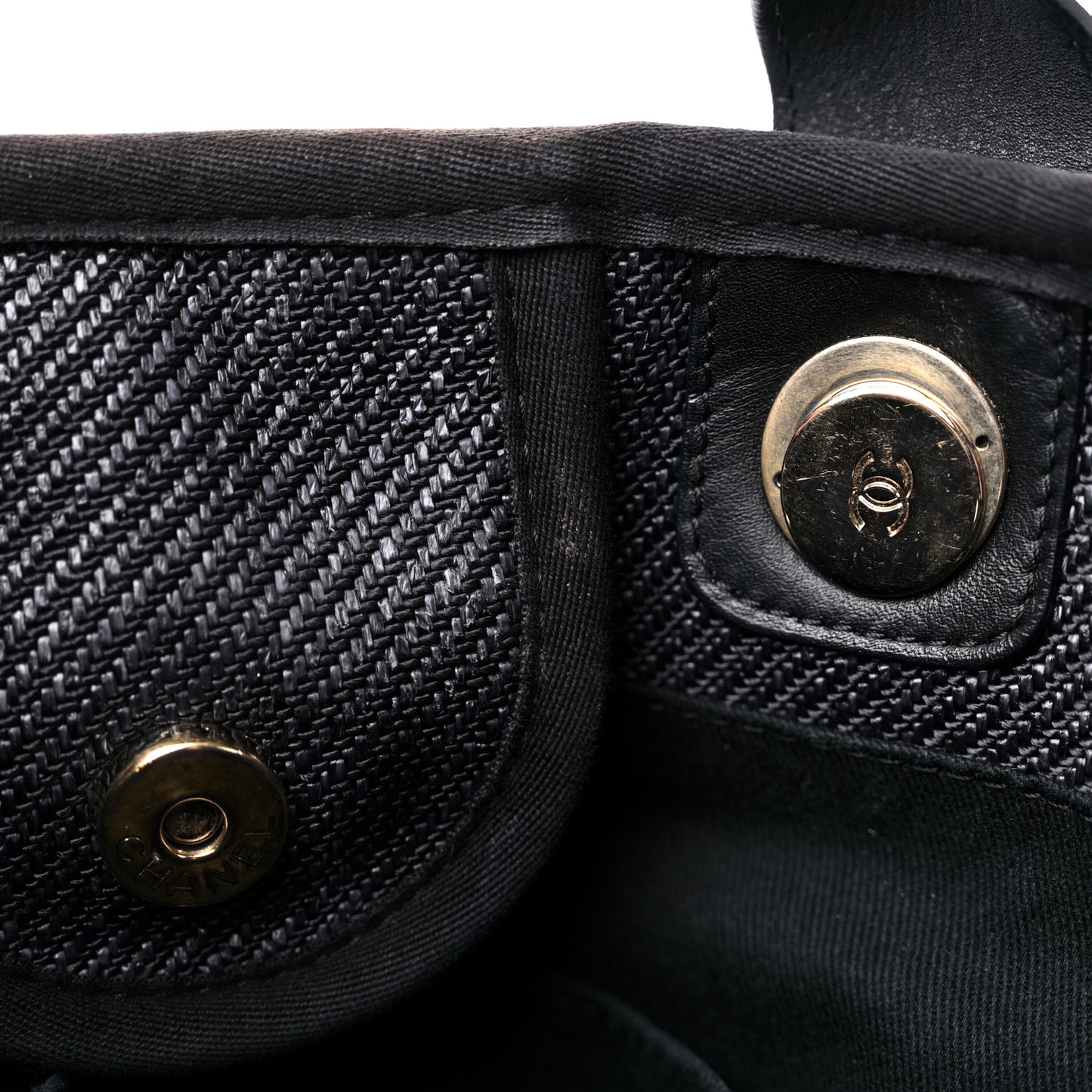 Woven Straw Raffia Medium Deauville Tote Black