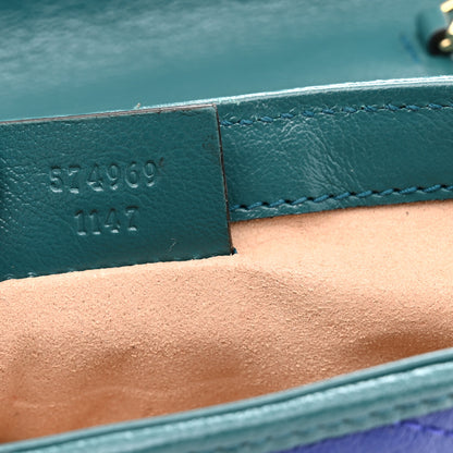 Gucci Azalea Calfskin Enamel Matelasse Diagonal Super Mini Torchon GG Marmont Shoulder Bag Imperial Blue Pavone 7 of 11