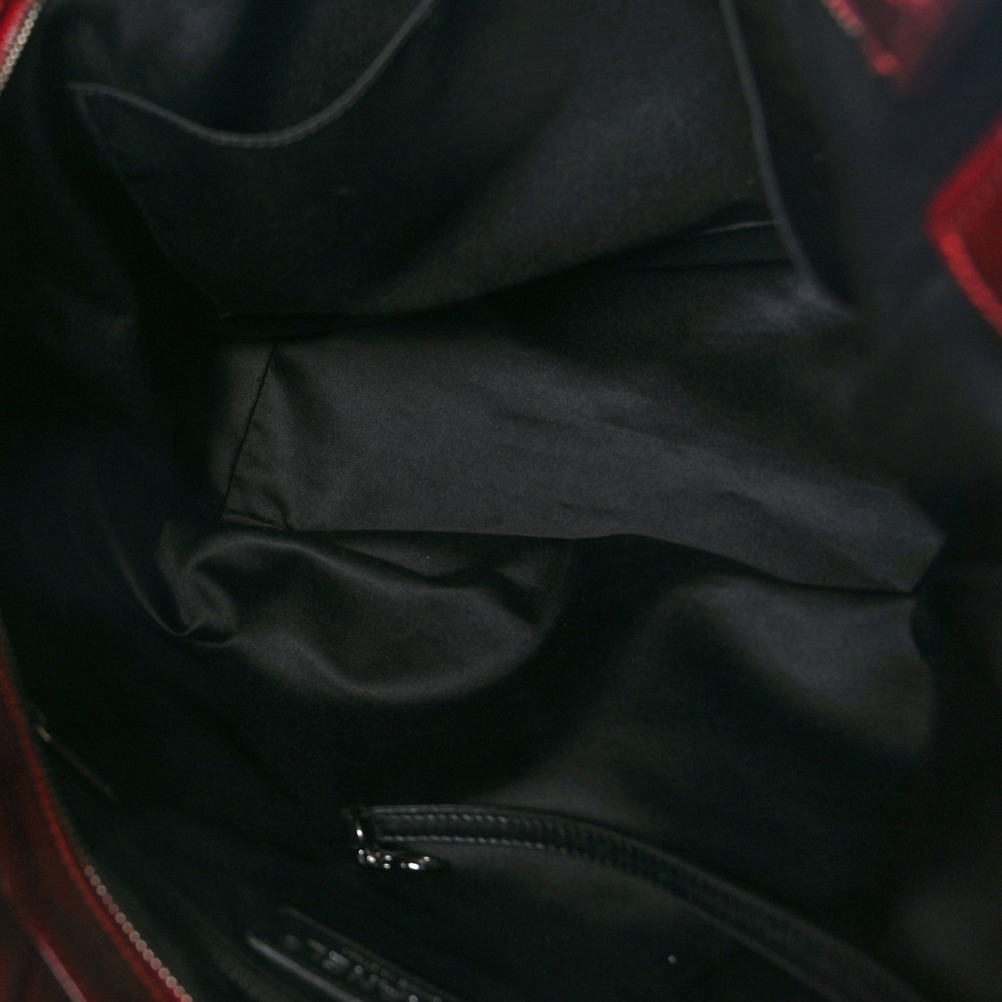 Glazed Calfskin Twisted Large Tote Red