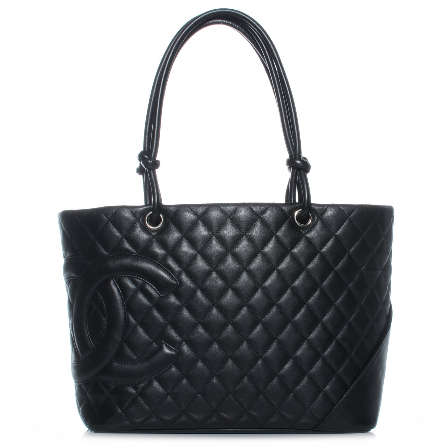 Calfskin Quilted Large Cambon Tote Black