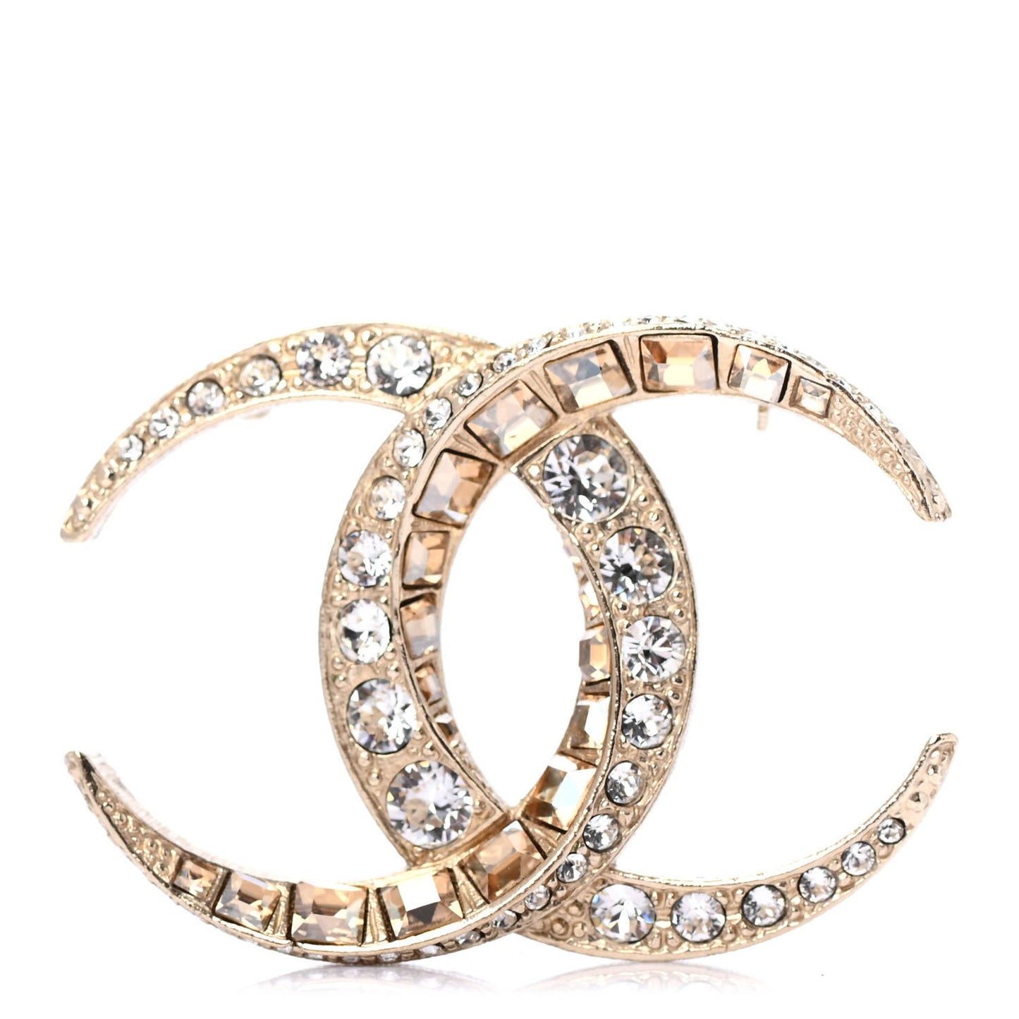 Baguette Crystal Dubai CC Brooch Gold