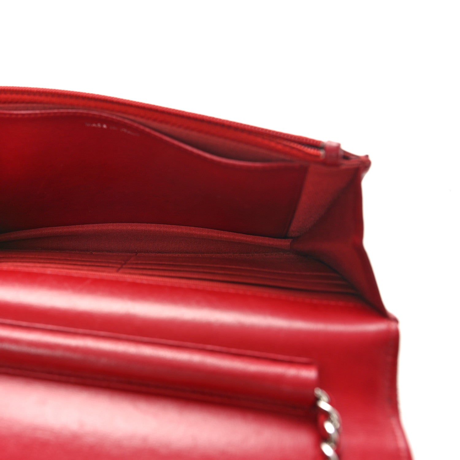 Chanel Lambskin Quilted Wallet On Chain WOC Red 5 of 10