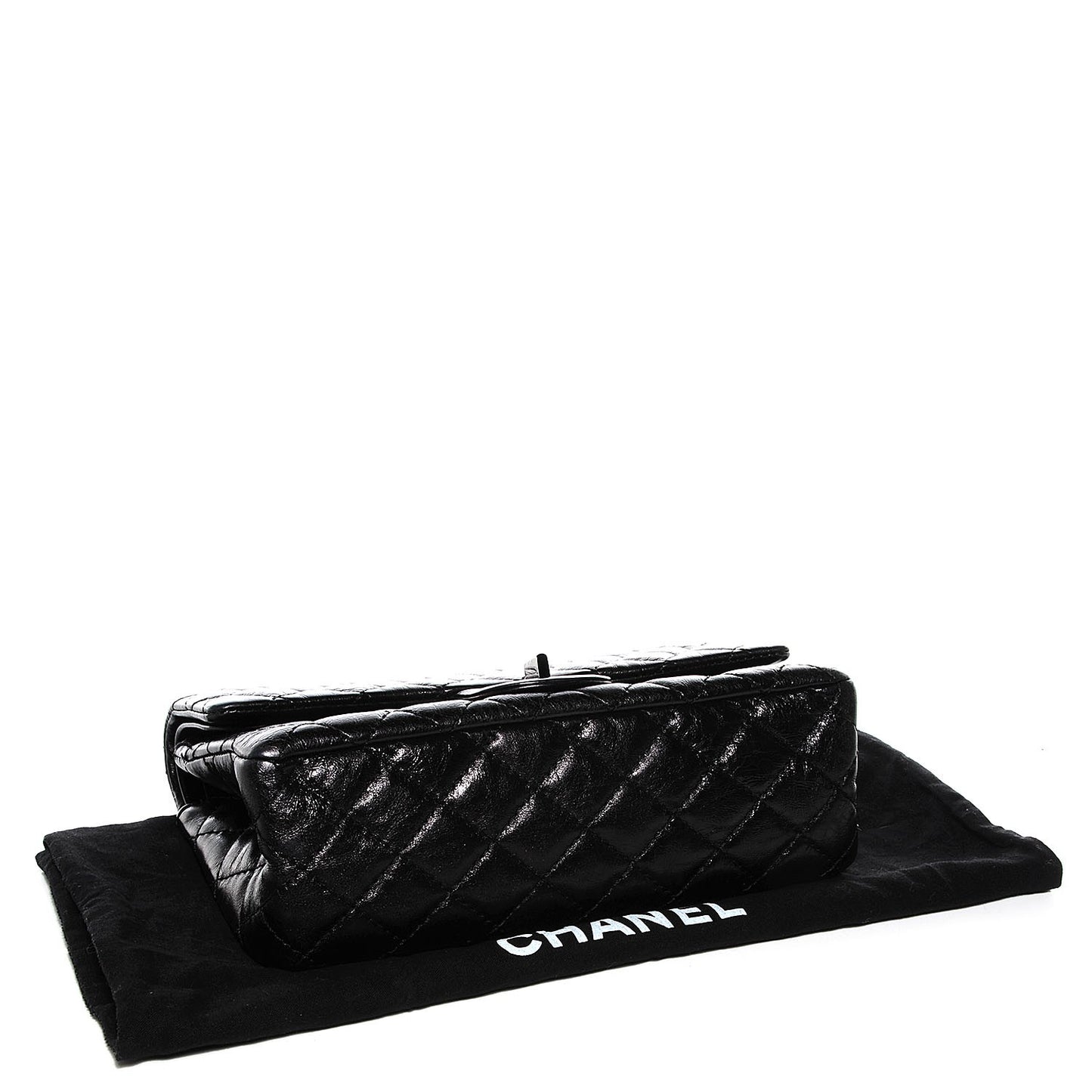 Glazed Calfskin 2.55 Reissue Flap 225 Black