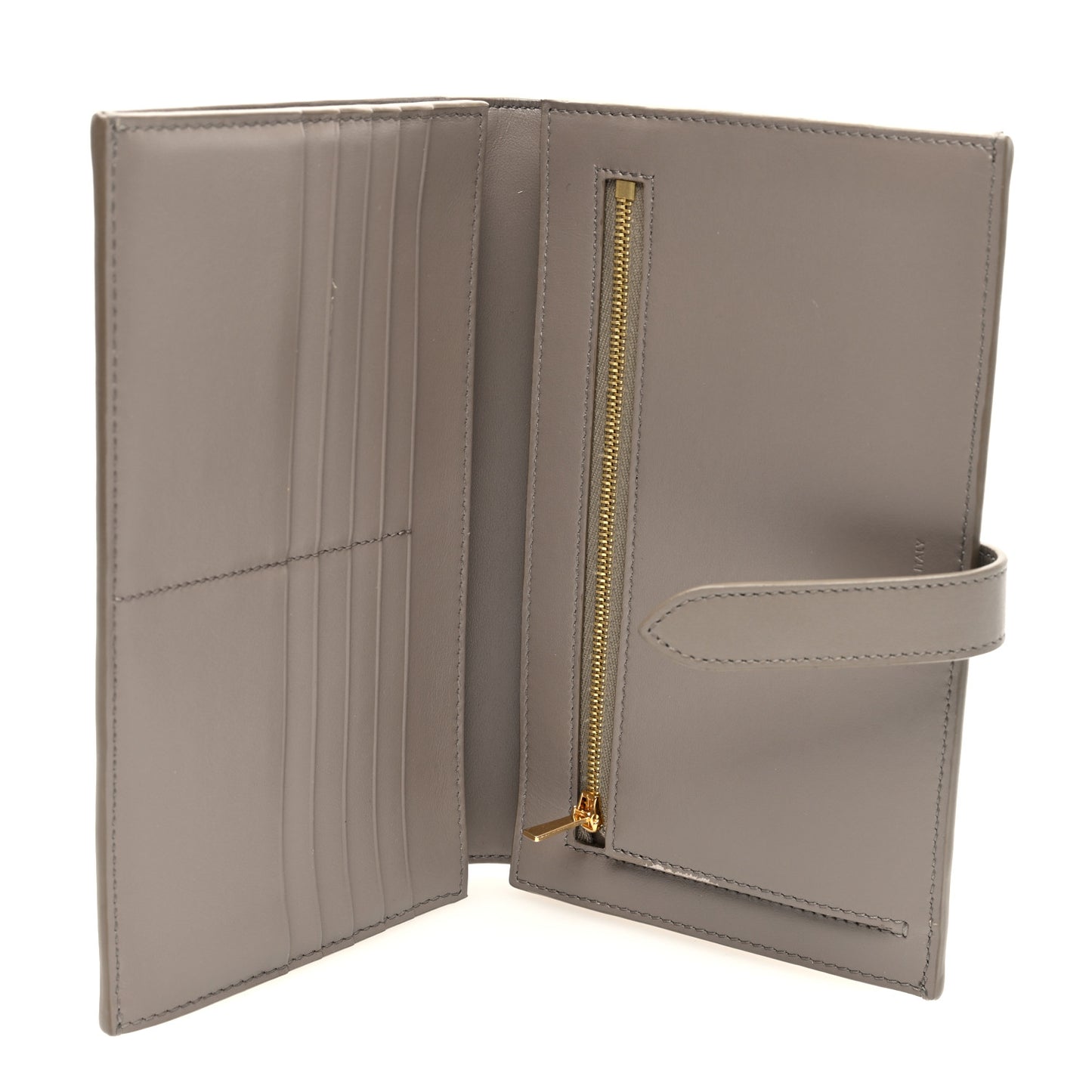 Grained Calfskin Large Multifunction Strap Wallet Pebble