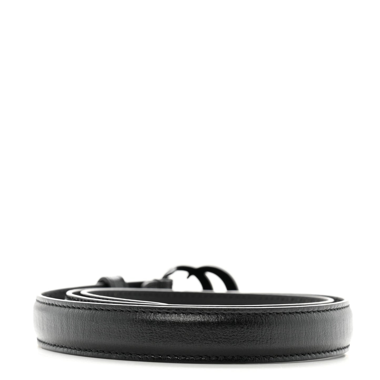 Azalea Calfskin Enamel Monochrome Double G 20mm Belt 75 30 Black