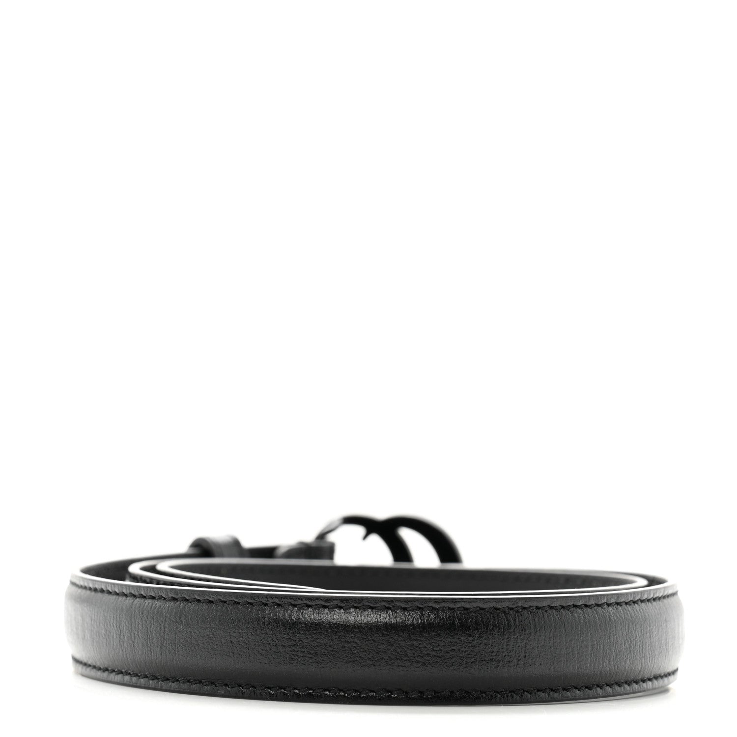 Gucci Azalea Calfskin Enamel Monochrome Double G 20mm Belt 75 30 Black 2 of 5
