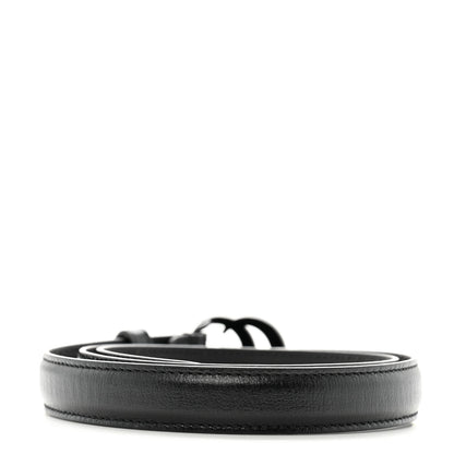 Gucci Azalea Calfskin Enamel Monochrome Double G 20mm Belt 75 30 Black 2 of 5