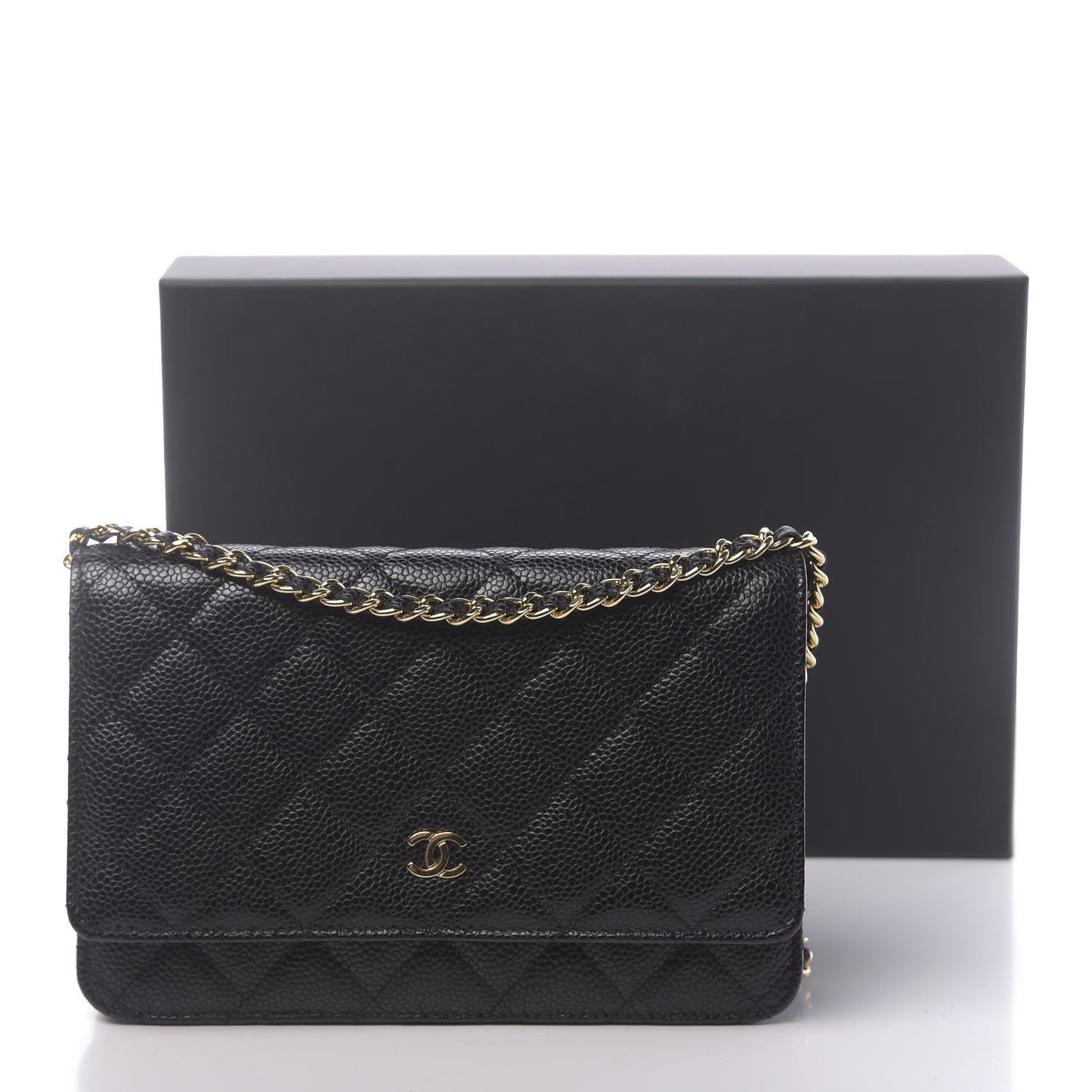 Caviar Quilted Wallet On Chain WOC Black