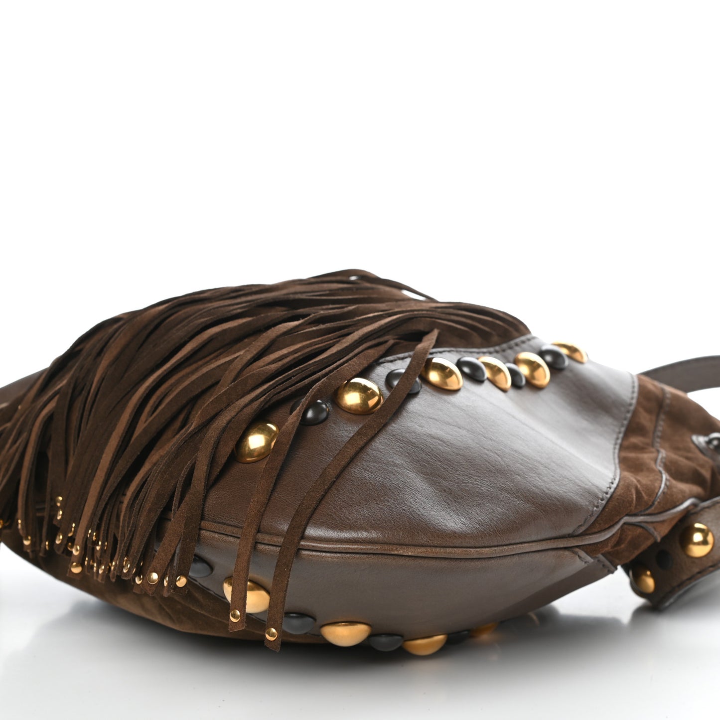 Calfskin Suede Fringe Babouska Hobo Brown