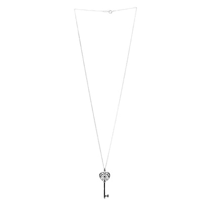 Tiffany Sterling Silver Blue Sapphire Enchant Heart Key Pendant Necklace 3 of 7