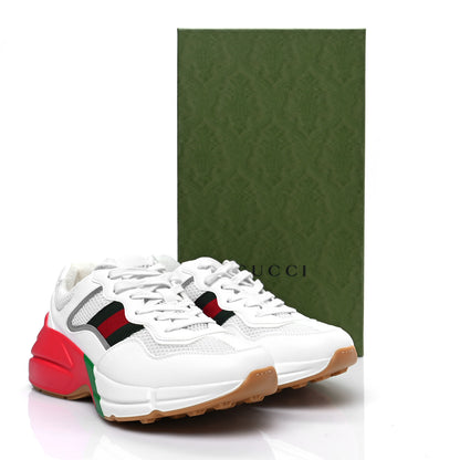 Gucci Lavaredo Eco Fabric Mesh Web Womens Rhyton Reflective Sneakers 40 Great White Green Red Silver 7 of 7