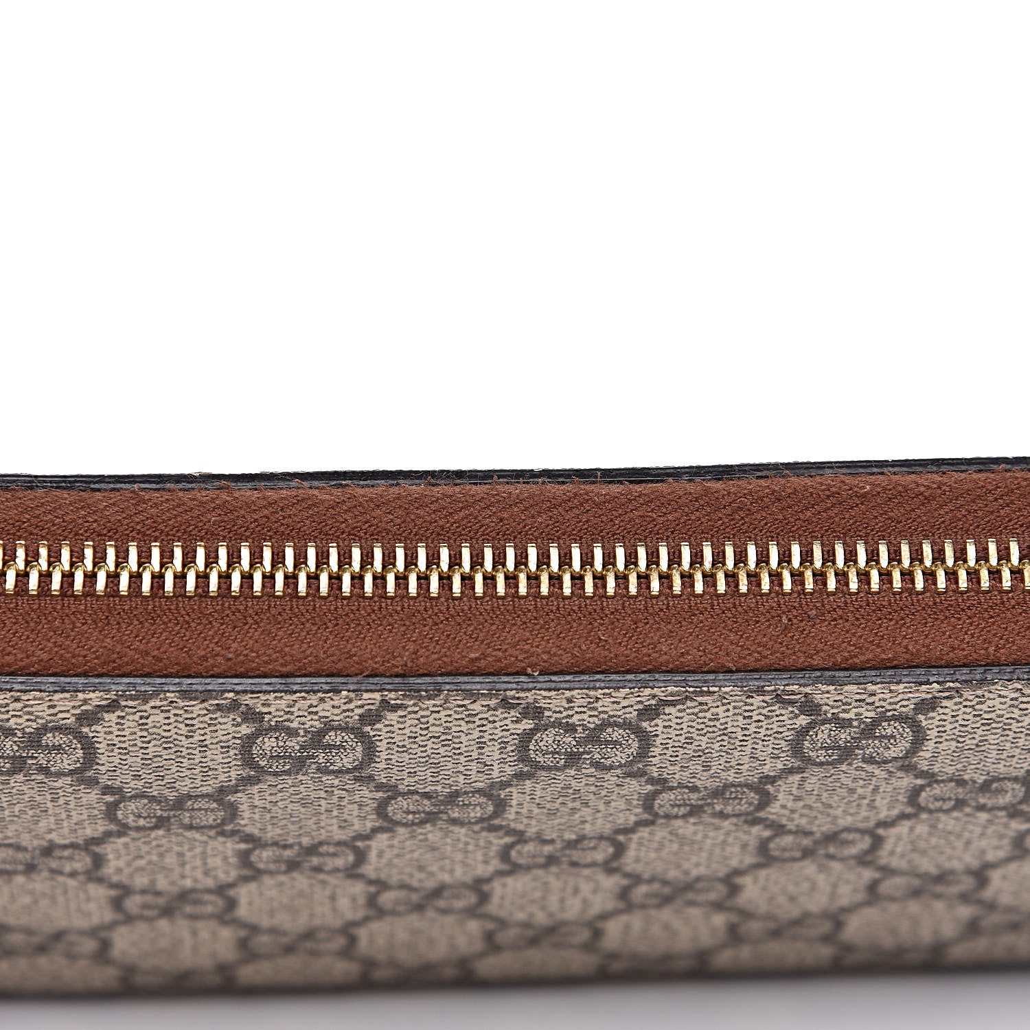 Gucci GG Supreme Monogram Cuoio Toscano Zip Around Organizer Wallet Beige Ebony Cuir 10 of 15