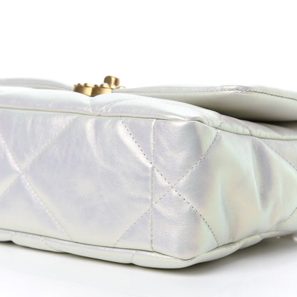 Chanel Iridescent Calfskin Quilted Medium 19 Flap White 7 of 10