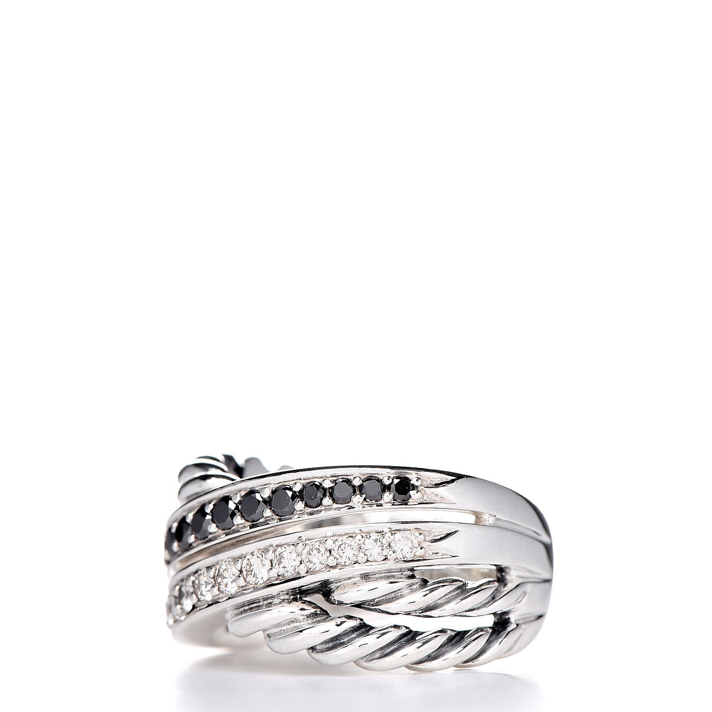 Sterling Silver Diamond Black Diamond 11mm Crossover Ring 52 6