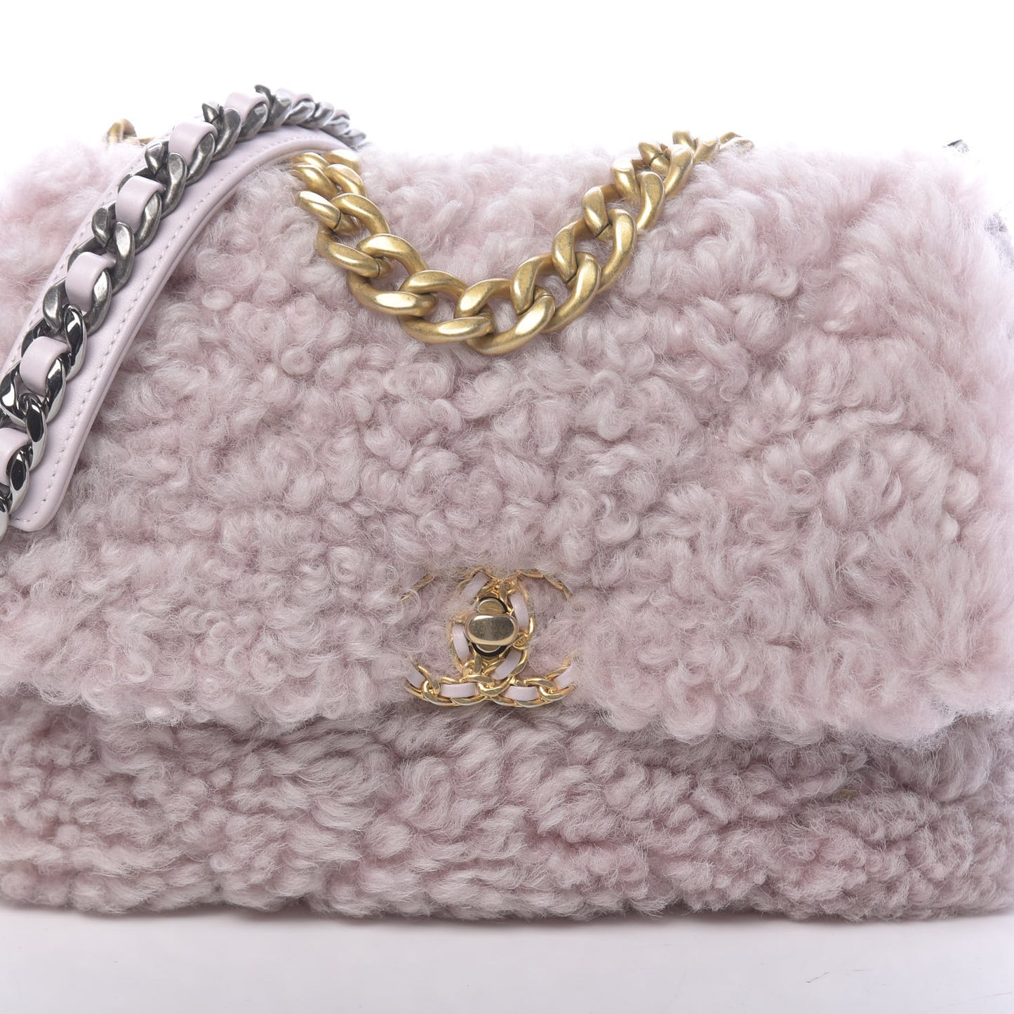 Shearling Sheepskin Medium 19 Flap Light Pink