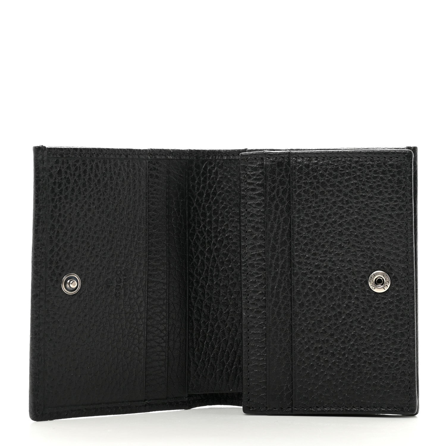 Gucci Dollar Calfskin Enamel Monochrome GG Marmont Card Case Black 5 of 7