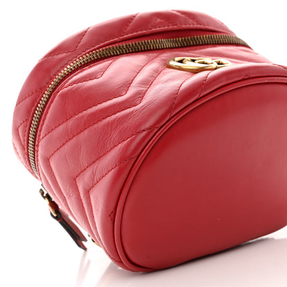Gucci Calfskin Matelasse Mini GG Marmont Round Backpack Hibiscus Red 9 of 11