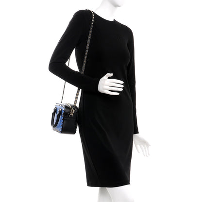 Valentino Garavani Calfskin Rockstud Top Handle Camera Crossbody Bag Blue Black 2 of 8