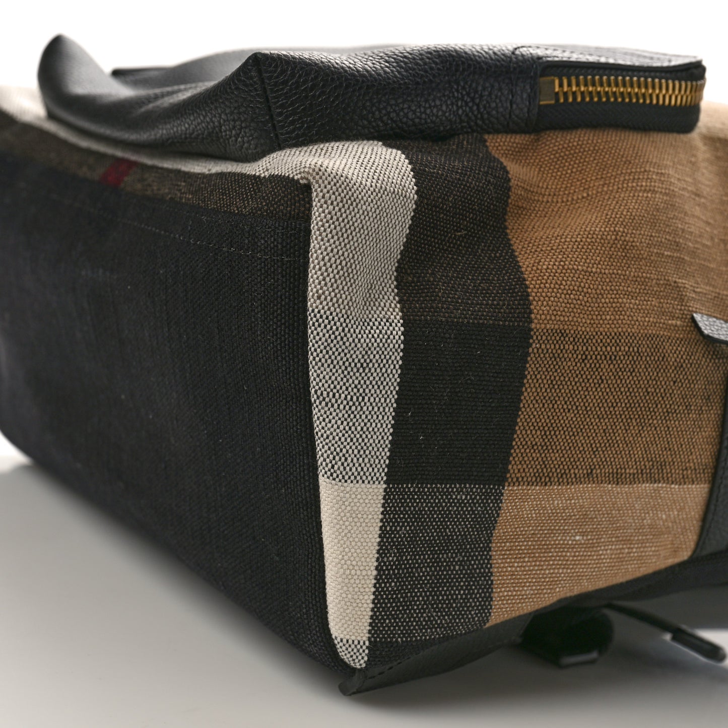 Mega Check Calfskin Abbeydale Simple Backpack Black Camel