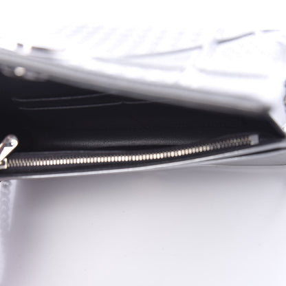Christian Dior Metallic Patent Micro-Cannage Diorama Wallet on Chain Pouch Silver 5 of 16