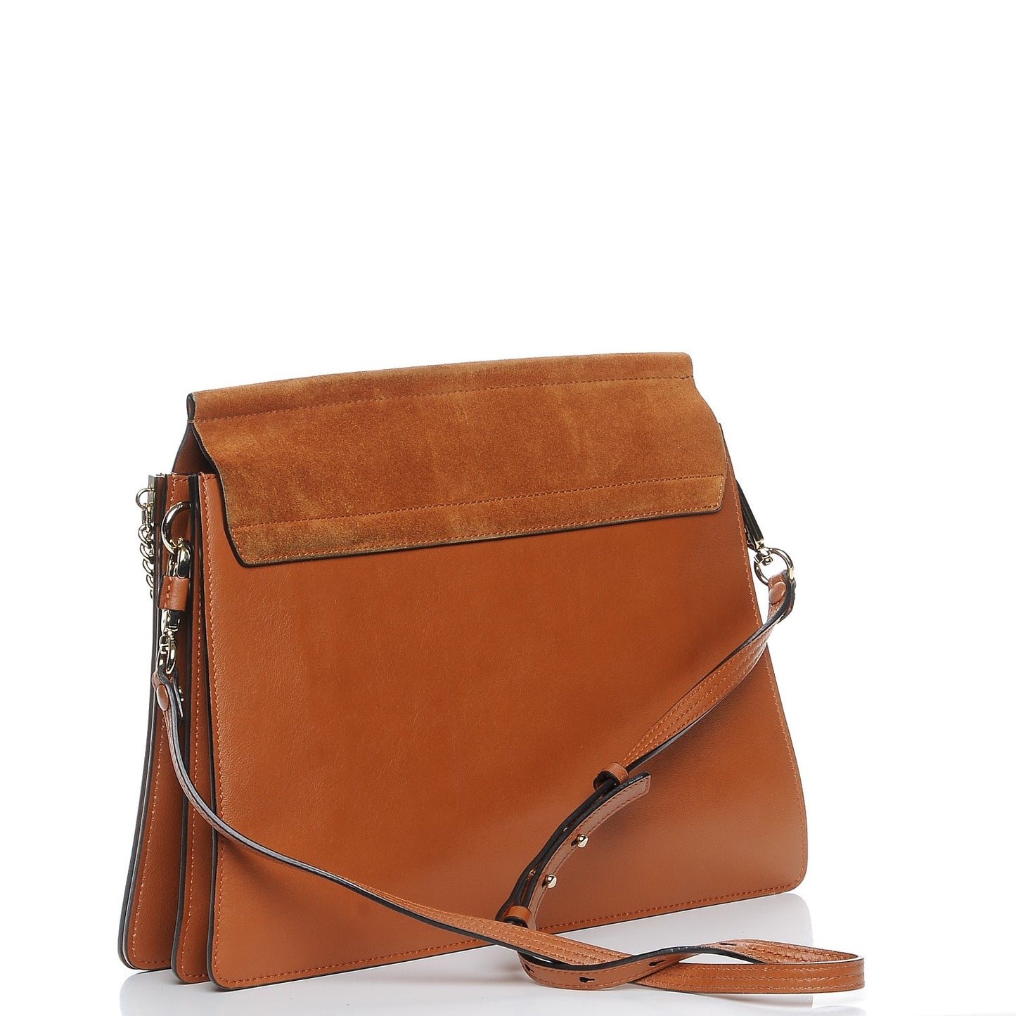 Suede Calfskin Medium Faye Shoulder Bag Caramel
