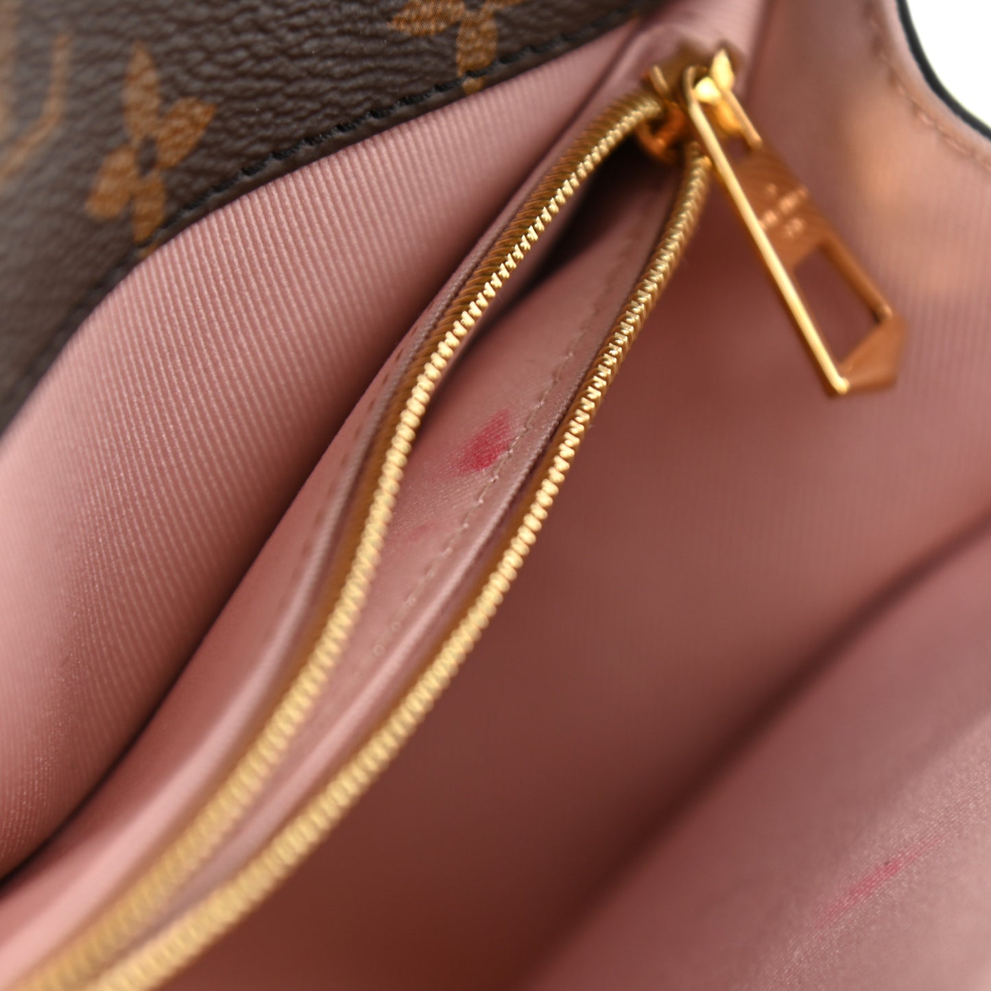 Patent Calfskin Monogram Cherrywood PM Rose Ballerine