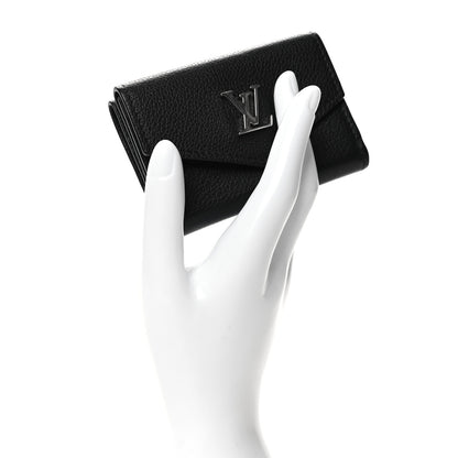 Louis Vuitton Calfskin Lockmini Wallet Black 2 of 7