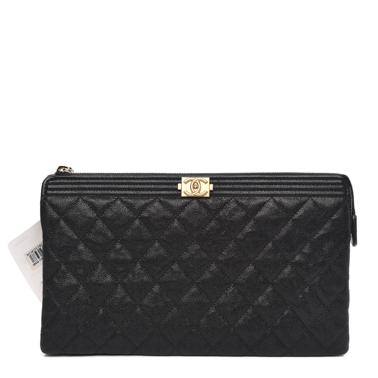 Caviar Quilted Small Zipped Boy Pouch Black