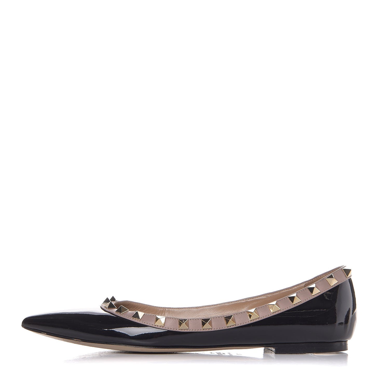 Patent Nappa Rockstud Ballerina Flats 37.5 Black Poudre