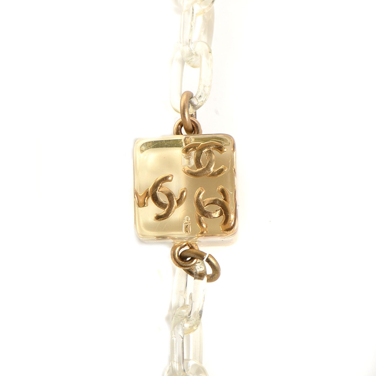 Lucite CC Necklace Gold