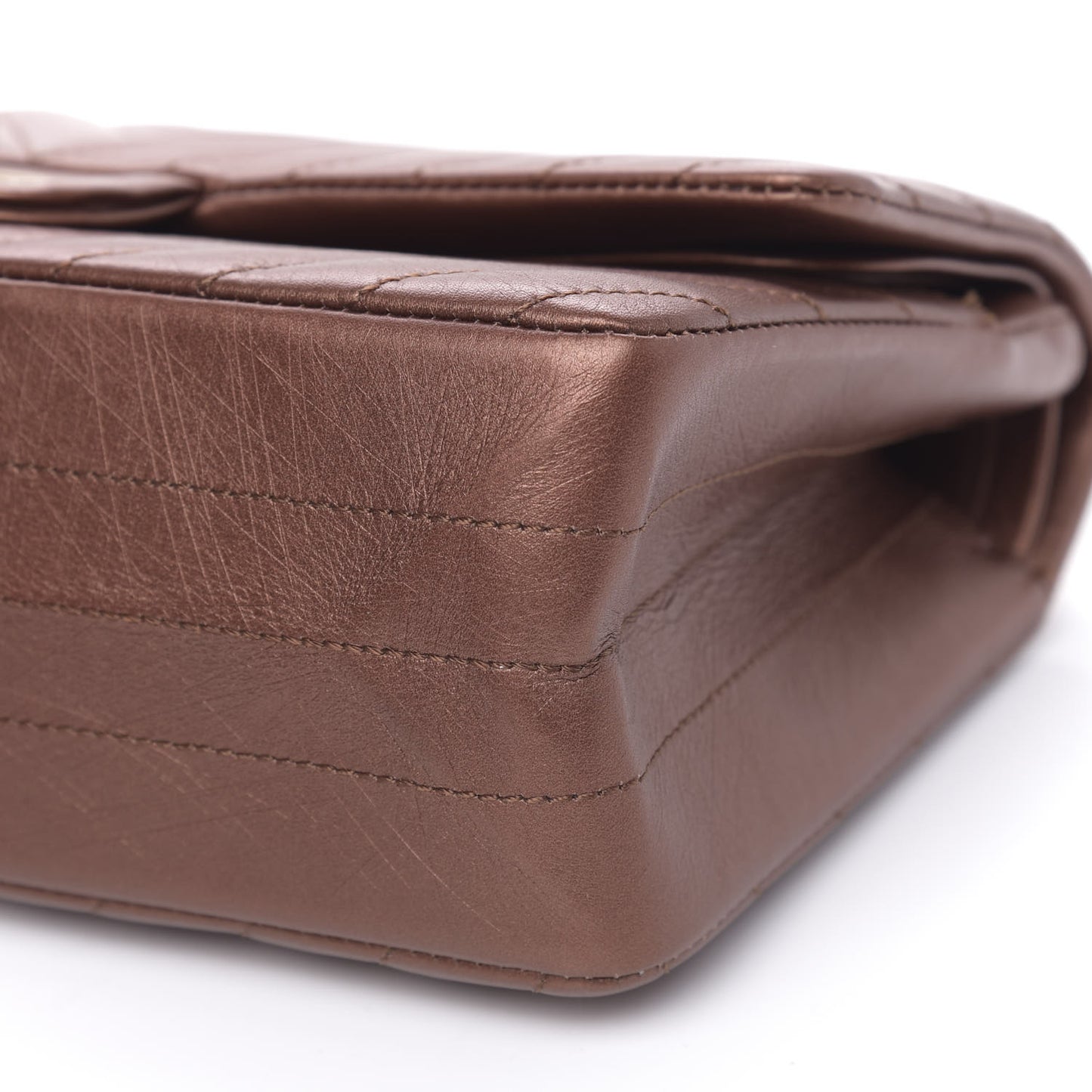 Metallic Aged Calfskin Chevron Quilted 2.55 Reissue 225 Flap Bronze